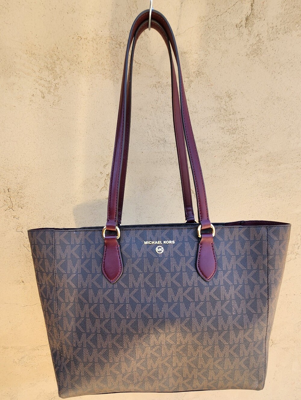 Michael Kors Brown Signature MK Logo Tote – Burgundy Leather - Picture 3 of 12